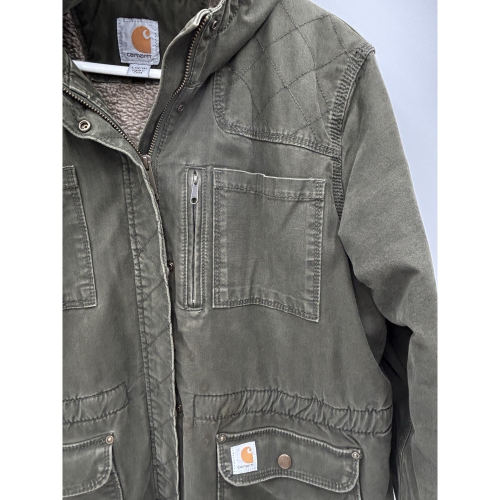 Carhartt Crawford Women's L Olive Sherpa Lined Parka Gorpcore Hiking Camping - Picture 7 of 11